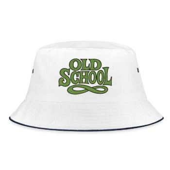 Grünes Emblem der alten Schule - Bucket Hat - Weiß/Navy - Vorne