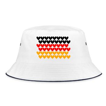 Deutschland Flagge Herz Kachel Design - Bucket Hat - Weiß/Navy - Vorne