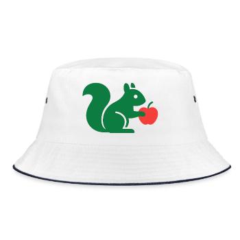 Grünes Eichhörnchen mit Apfel - Bucket Hat - Weiß/Navy - Vorne