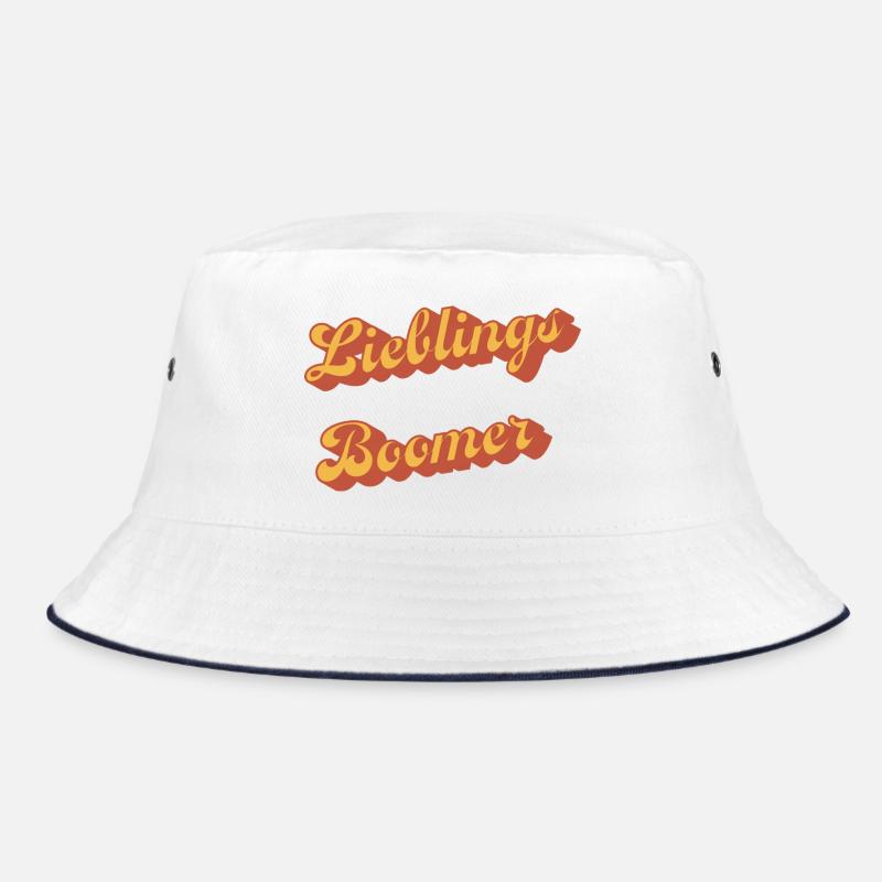 Darling Boomer Retro Script - Bucket Hat - white/navy