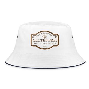 Weizen Ist Nicht Mein Ding Glutenfrei Badge - Bucket Hat - Weiß/Navy - Vorne