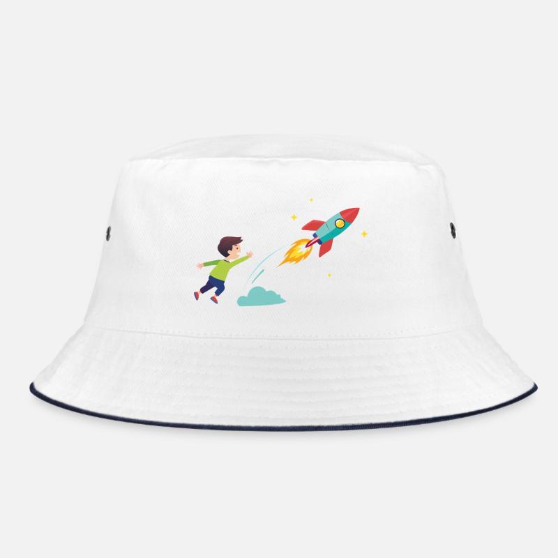 Kid Rocket Launch Abenteuer - Bucket Hat - Weiß/Navy