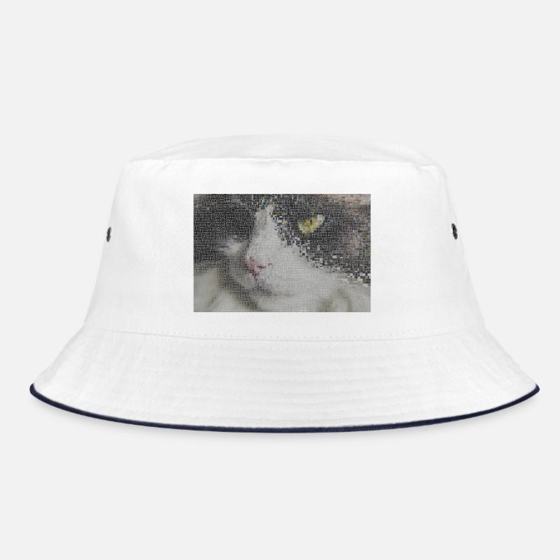 Mosaïque de portrait de chat - Bob - blanc/marine