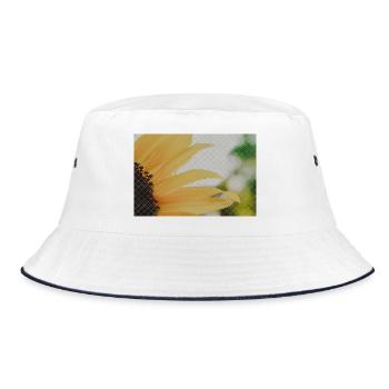 Sonnenblume Nahaufnahme Gelb Orange - Bucket Hat - Weiß/Navy - Vorne