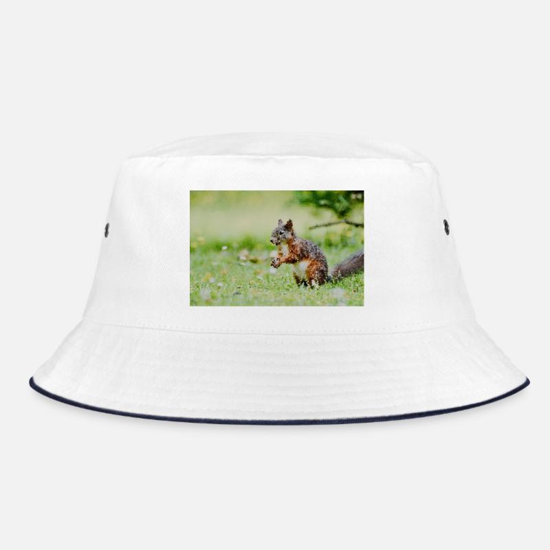 Squirrel Mosaic in the grass field Bucket Hat