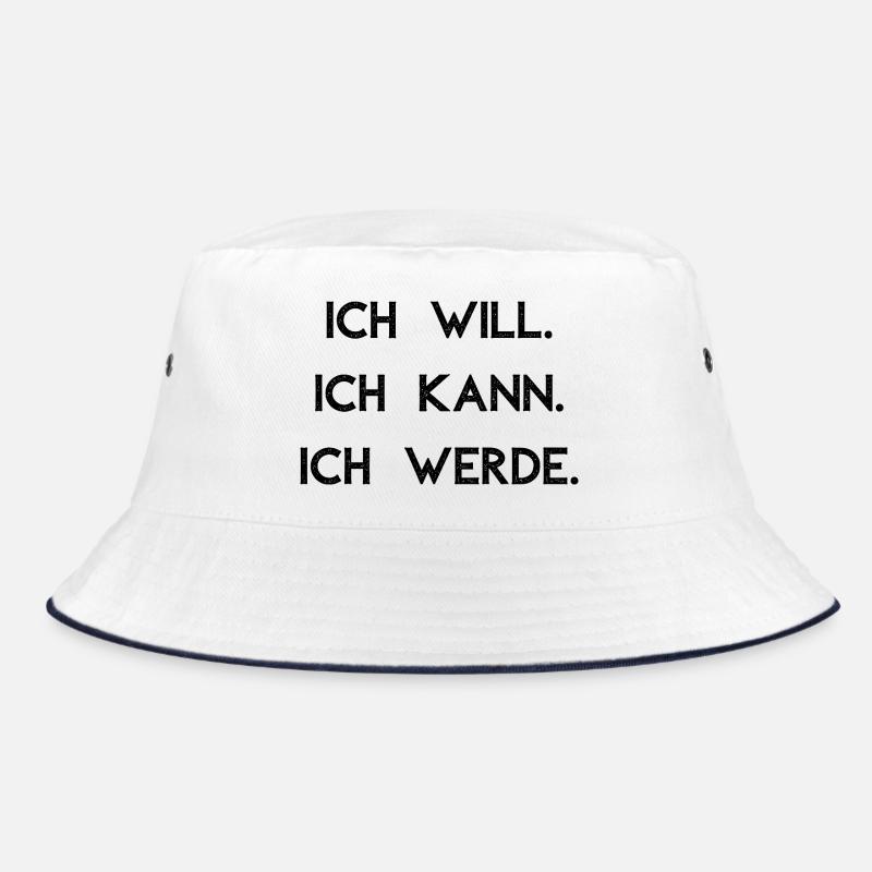 Ich will ich kann ich werde - Bucket Hat - Weiß/Navy