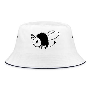 personalisiertes Bienen T-shirt Geschenk Imker - Bucket Hat - Weiß/Navy - Vorne