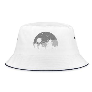 Atmospheric winter landscape with snowfall - Bucket Hat - white/navy - Front
