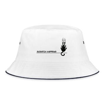 Scratch Happens – Funny Cat Word Game - Bucket Hat - white/navy - Front