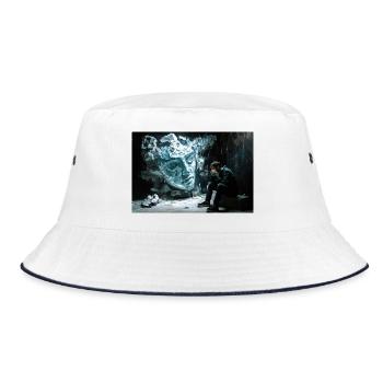 Broken statue, pensive man - Bucket Hat - white/navy - Front