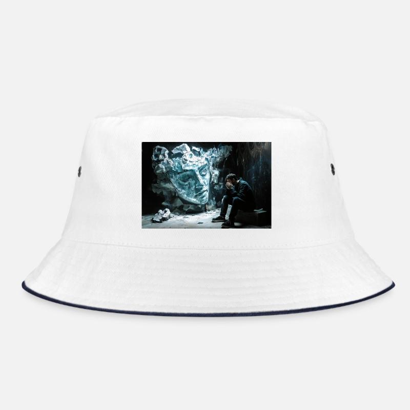 Zerbrochene Statue, nachdenklicher Mann Bucket Hat