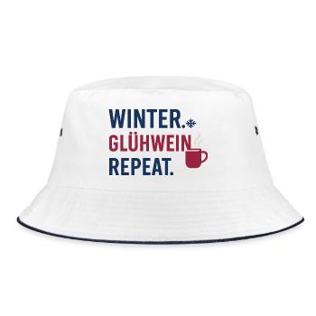 Winter. Glühwein. Repeat. - Bucket Hat - Weiß/Navy - Vorne