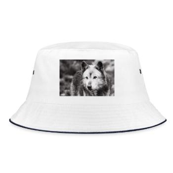 Lone Wolf Black and White - Bucket Hat - white/navy - Front