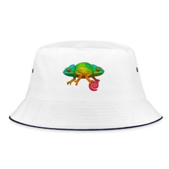 Rainbow Chameleon Lollipop - Bucket Hat - white/navy - Front