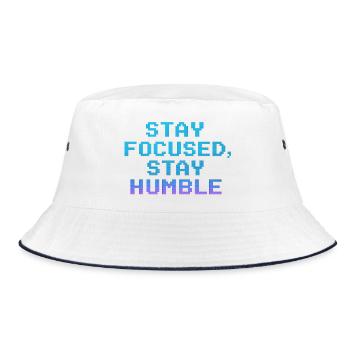 Stay Focused Stay Humble Pixel Quote - Bucket Hat - Weiß/Navy - Vorne