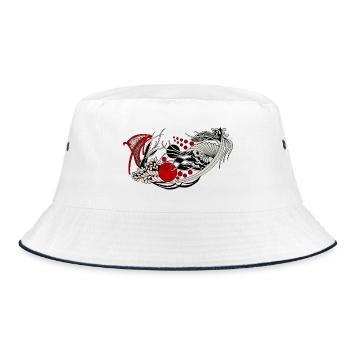 Fließende Blütenmuschel Wellen - Bucket Hat - Weiß/Navy - Vorne