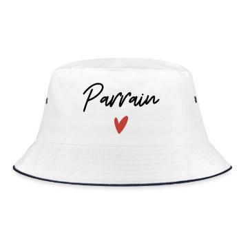 Pate Herz Geschenkidee - Bucket Hat - Weiß/Navy - Vorne