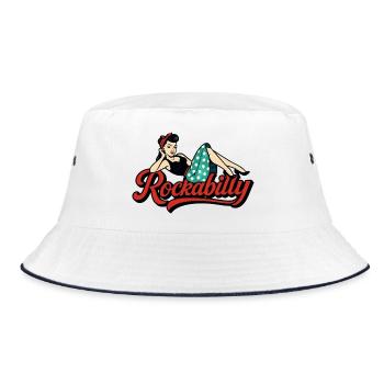 Rockabilly Femme Années 50 Allongé Jupon Cadeau - Bob - blanc/marine - Devant