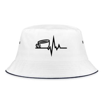 Kaffee Herzschlag – Coffee Lover Lineart Design - Bucket Hat - Weiß/Navy - Vorne