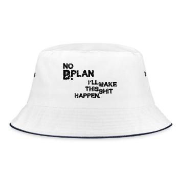 No Plan B – Grunge Typo Statement - Bucket Hat - white/navy - Front
