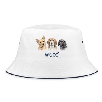 Hunde Wuff Lustige Hundeliebhaber Lustiges Wuff - Bucket Hat - Weiß/Navy - Vorne