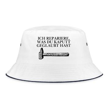 Handwerker Design - Bucket Hat - Weiß/Navy - Vorne