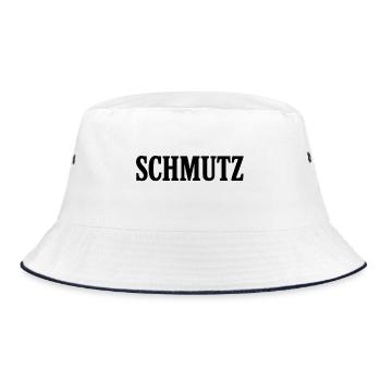 Schmutz Grunge Typo - Bucket Hat - Weiß/Navy - Vorne