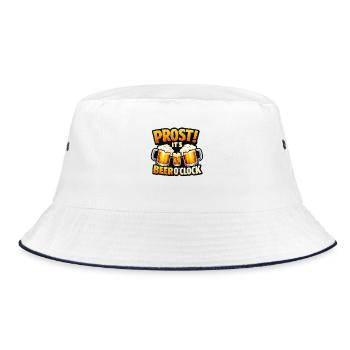 Prost It's Beer O'Clock - Bucket Hat - Weiß/Navy - Vorne