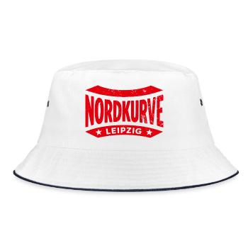 Leipzig Nordkurve Stadion Hoodie, Tasche, Shirt - Bucket Hat - Weiß/Navy - Vorne