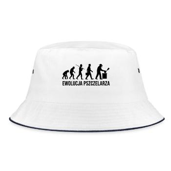 The evolution of the beekeeper - Bucket Hat - white/navy - Front