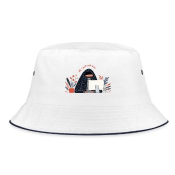 Funny Office Quote – IDK I Just Work Here Design - Bucket Hat - Weiß/Navy - Vorne