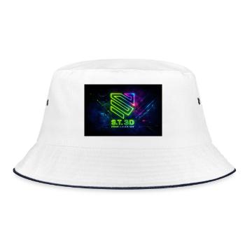 S.T.3D Neon Laser Art - Bucket Hat - Weiß/Navy - Vorne