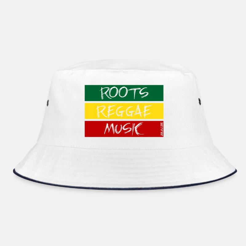Roots-Reggae-Musik - Bucket Hat - Weiß/Navy