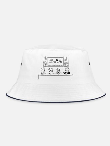 Maus Mäuse Käse Steuer senken - Bucket Hat - Weiß/Navy - Vorne