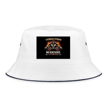 No Excuses Gorilla Lift - Bucket Hat - white/navy - Front