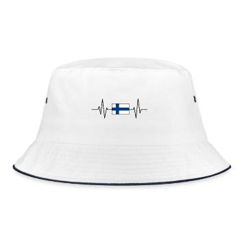 Finnish flag in heartbeat - Bucket Hat - white/navy - Front