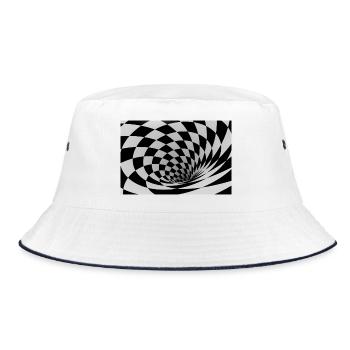 Hypnotic Black and White Spiral - Bucket Hat - white/navy - Front