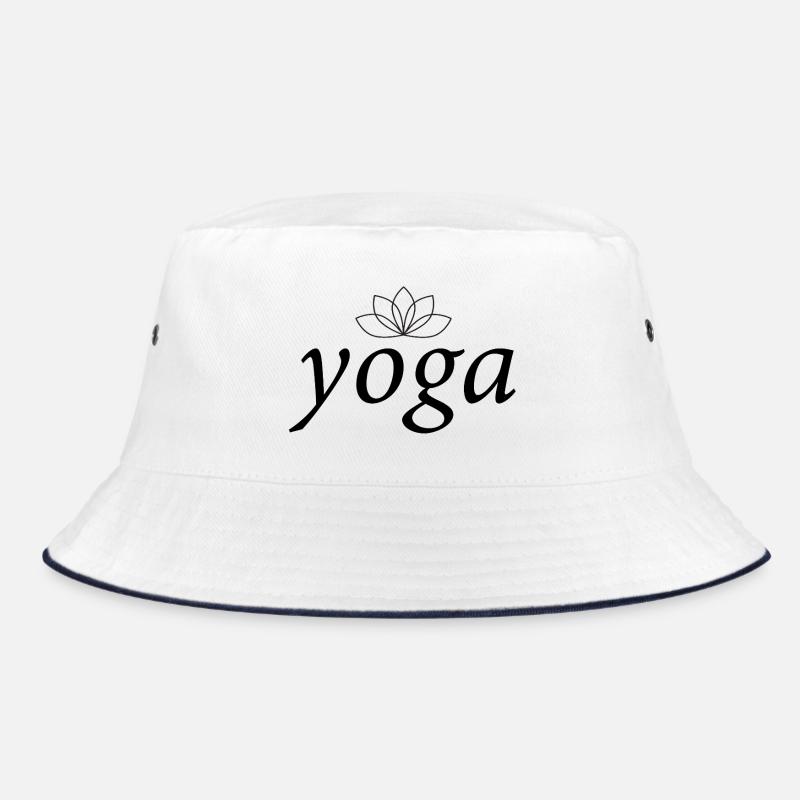 Yoga und Lotusblume – schwarzer Text Bucket Hat