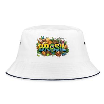 Sabor do Brasil: Authentische brasilianische Küche & Ico - Bucket Hat - Weiß/Navy - Vorne