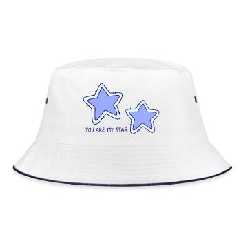Sterne - Bucket Hat - Weiß/Navy - Vorne