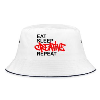 Eat Sleep Creative Repeat - Bucket Hat - Weiß/Navy - Vorne