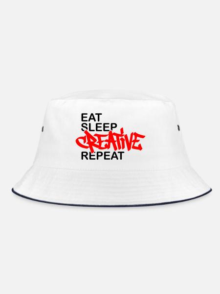 Eat Sleep Creative Repeat - Bucket Hat - white/navy