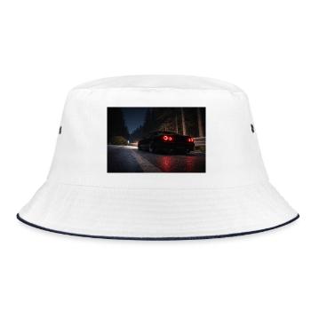 Nachtsportwagen auf der Straße - Bucket Hat - Weiß/Navy - Vorne