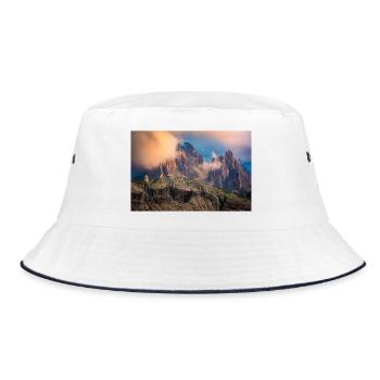Cadini Group in the Dolomites in the fog - Bucket Hat - white/navy - Front