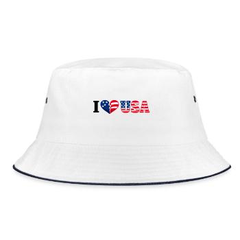 I Heart USA Star-Spangled Flag Pattern - Bucket Hat - white/navy - Front