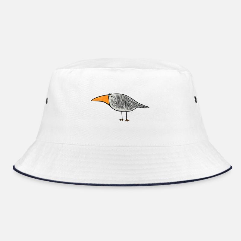 Vogel mit orangem Schnabel - Bucket Hat - Weiß/Navy