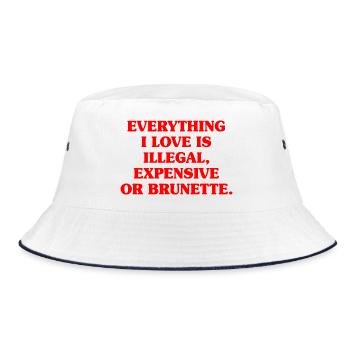 Everything I Love Is Illegal Expensive Or Brunette - Bucket Hat - Weiß/Navy - Vorne