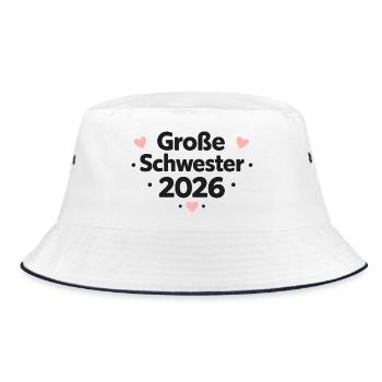 Große Schwester 2026 - Bucket Hat - Weiß/Navy - Vorne