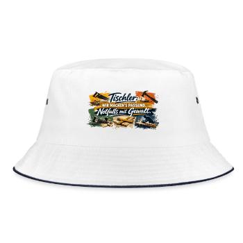 Tischler Spruch: Wir machen's passend - Bucket Hat - Weiß/Navy - Vorne