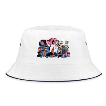 Fallas De Valencia Fireworks Risograph - Bucket Hat - white/navy - Front